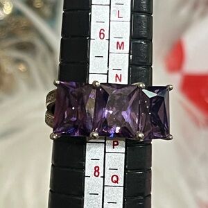Sterling Triple Radiant Amethyst Ring